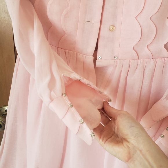 60s Vintage Pink Scallop Dress - Small - Picture 8 of 9